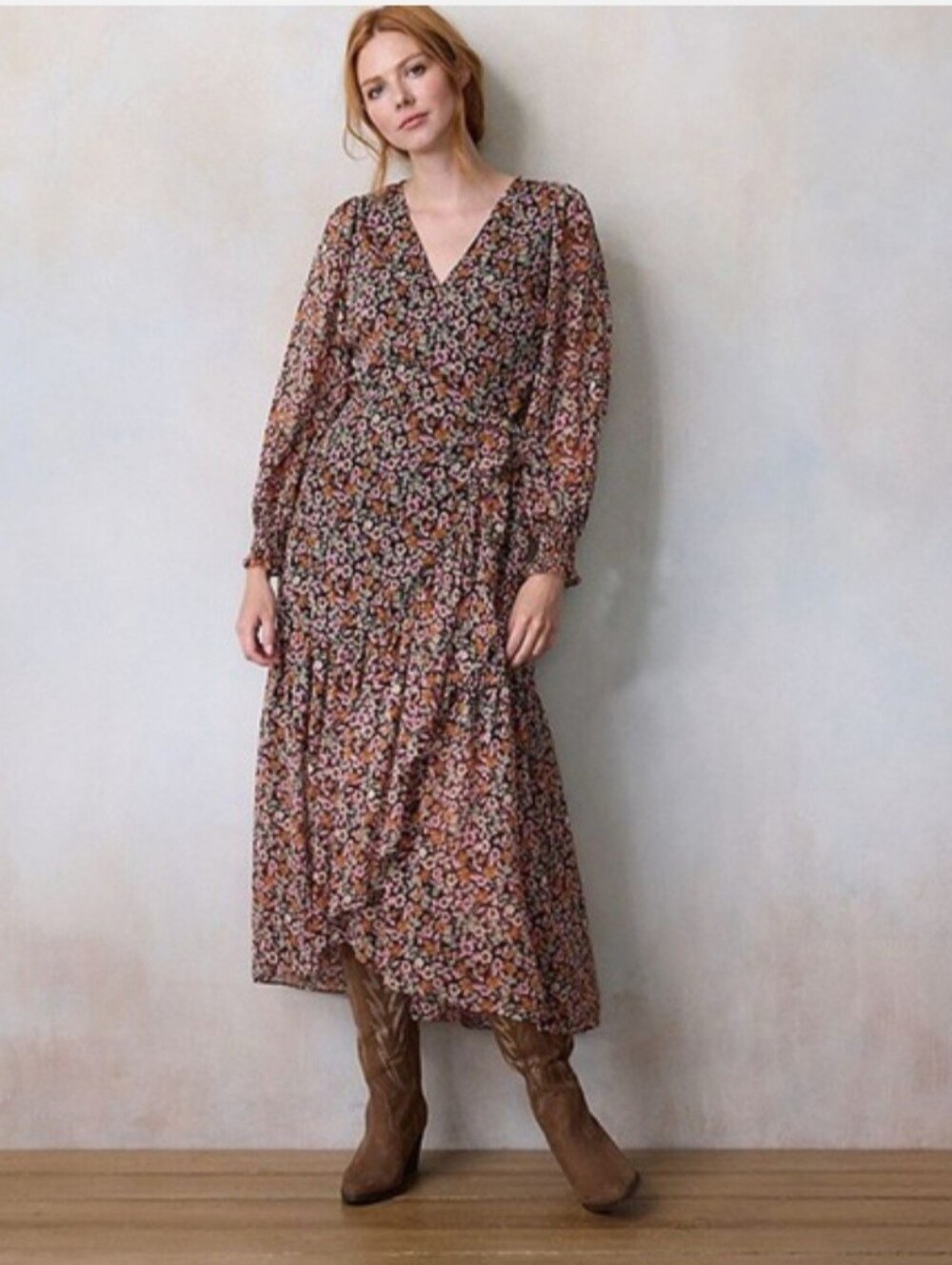 LC Lauren Conrad Boho Chic High-Low Hem Faux-Wrap Maxi Dress